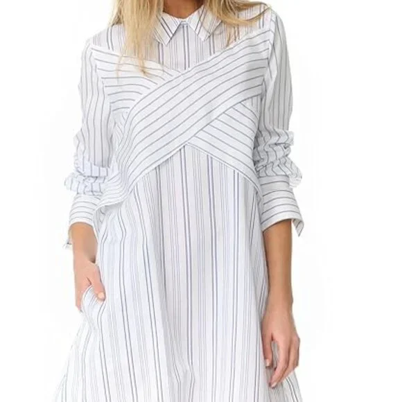 BCBGMaxAzaria Azriel Striped Shirt Dress Women Size XS Cotton Casual Collar - Picture 4 of 13